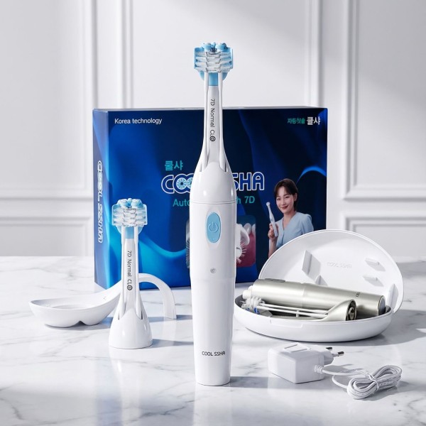 [설날선물] 전동칫솔 쿨샤 7D 고급형 풀세트(성인용) + 리필모 8개 추가구성